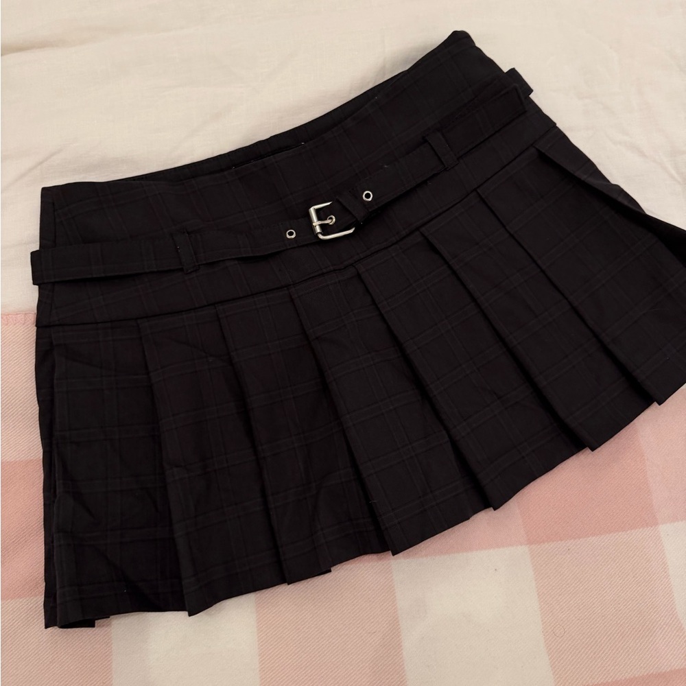 Plaid Pleated Mini Skirt